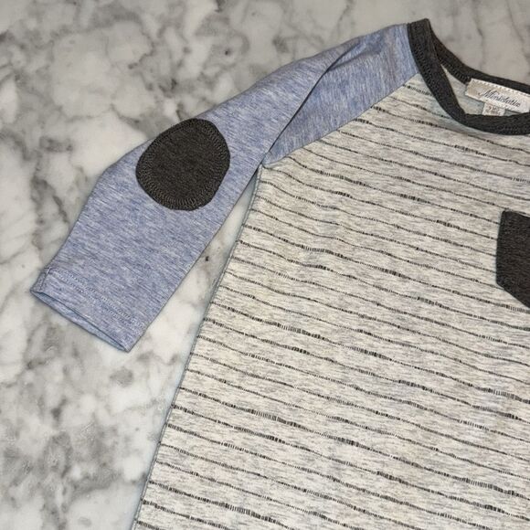 NWOT Miniclasix Striped Gray & Blue Footie 9M - Picture 3 of 7